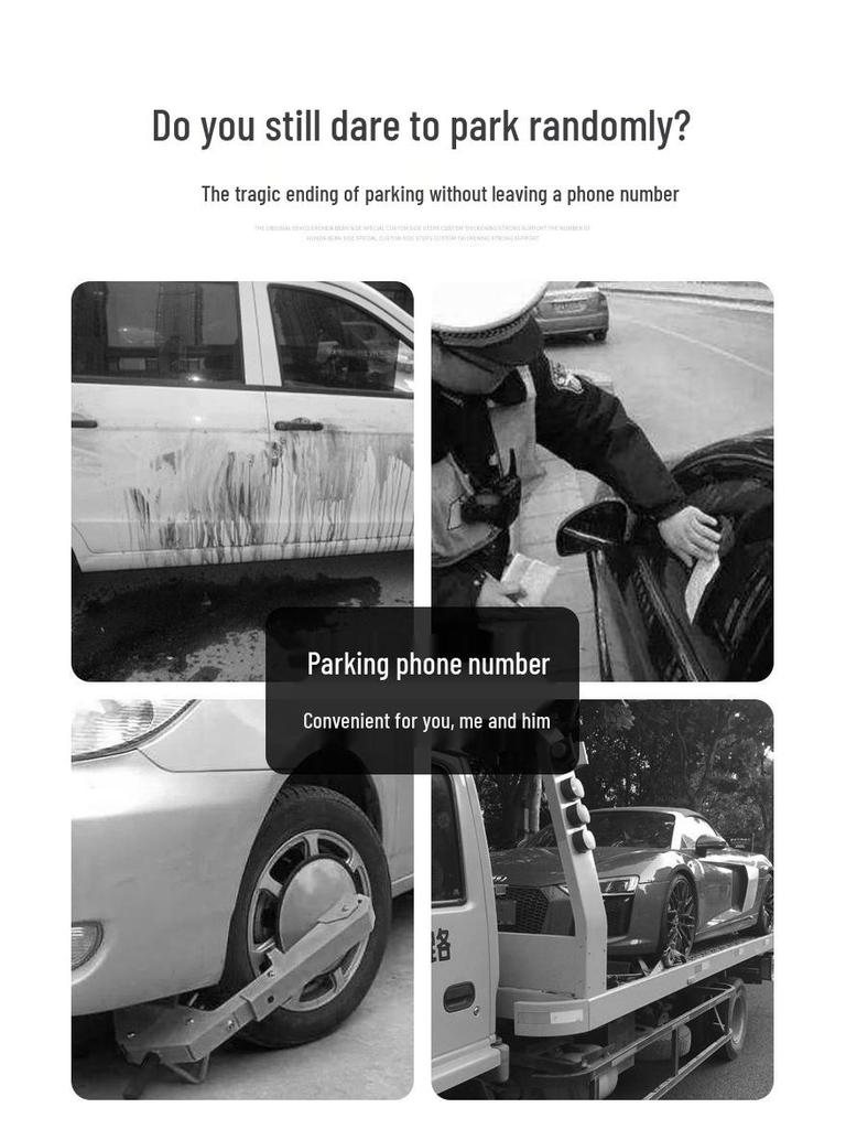 Kreatives temporäres Parkschild - Innenraum-Autoornament und Windschutzscheiben-Telefonnummernanzeige