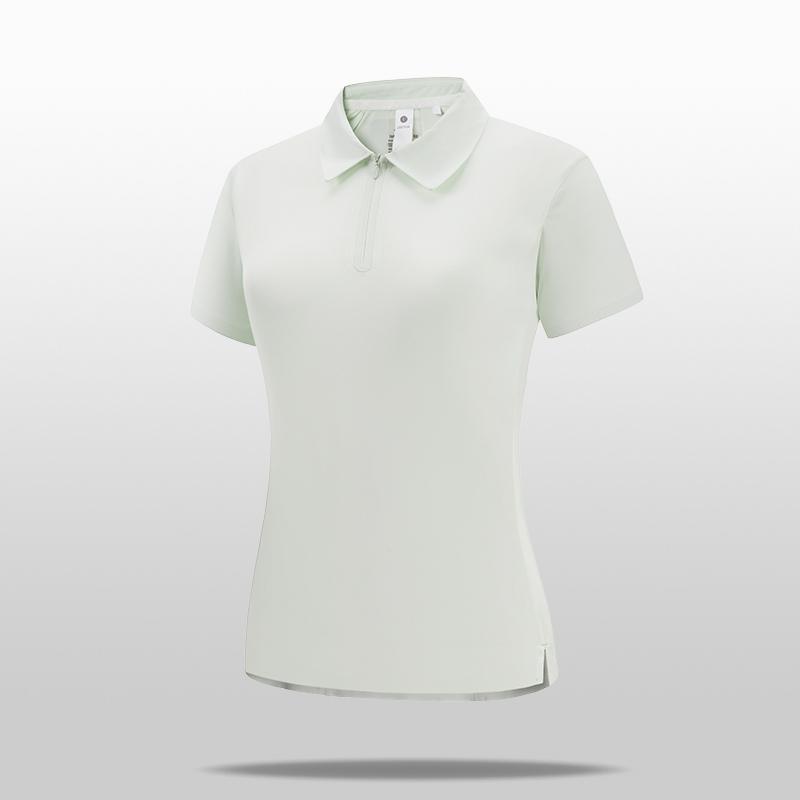 Summer Women's Ice Silk Sport Polo Shirt Zipper Stand Up Shirt