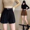 Casual All-match Versatile Corduroy Pleated Skirt Trousers for Women Autumn Winter High-Waisted Slimming Shorts Simple Versatile A-Line Trousers