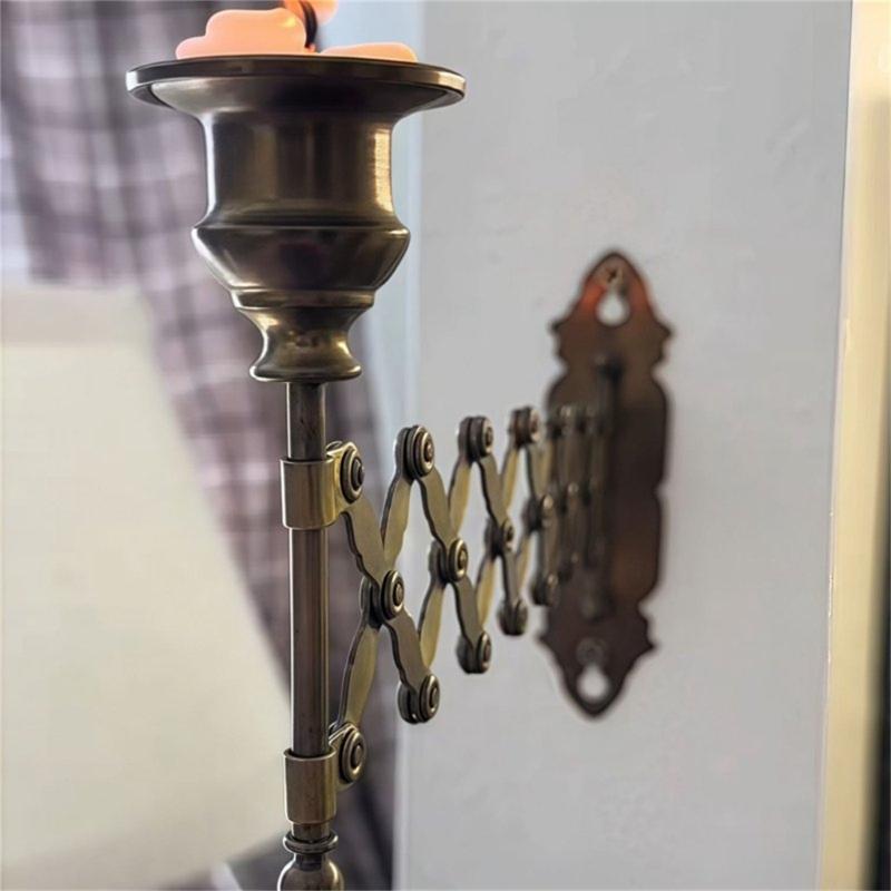 Modern Retractable Taper Candleholder Sconce With Adjustable Length Design For Wall Mount Decorations And Special Event