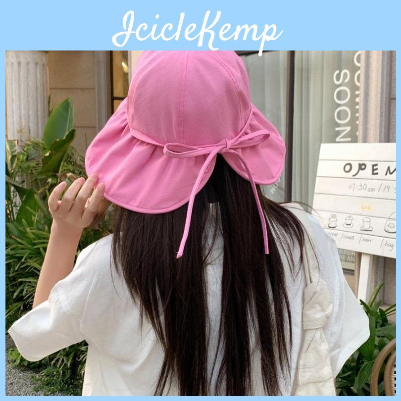 Fisherman Hat Large Brim With Bowknot Sun Protection For Summer Casual Wear