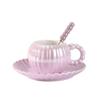 Light Luxury Creative Ceramic Coffee Cup Saucer Set Ins Pearlescent Glaze Ceramic Afternoon Tea Cup Saucer Set Cup with Spoon