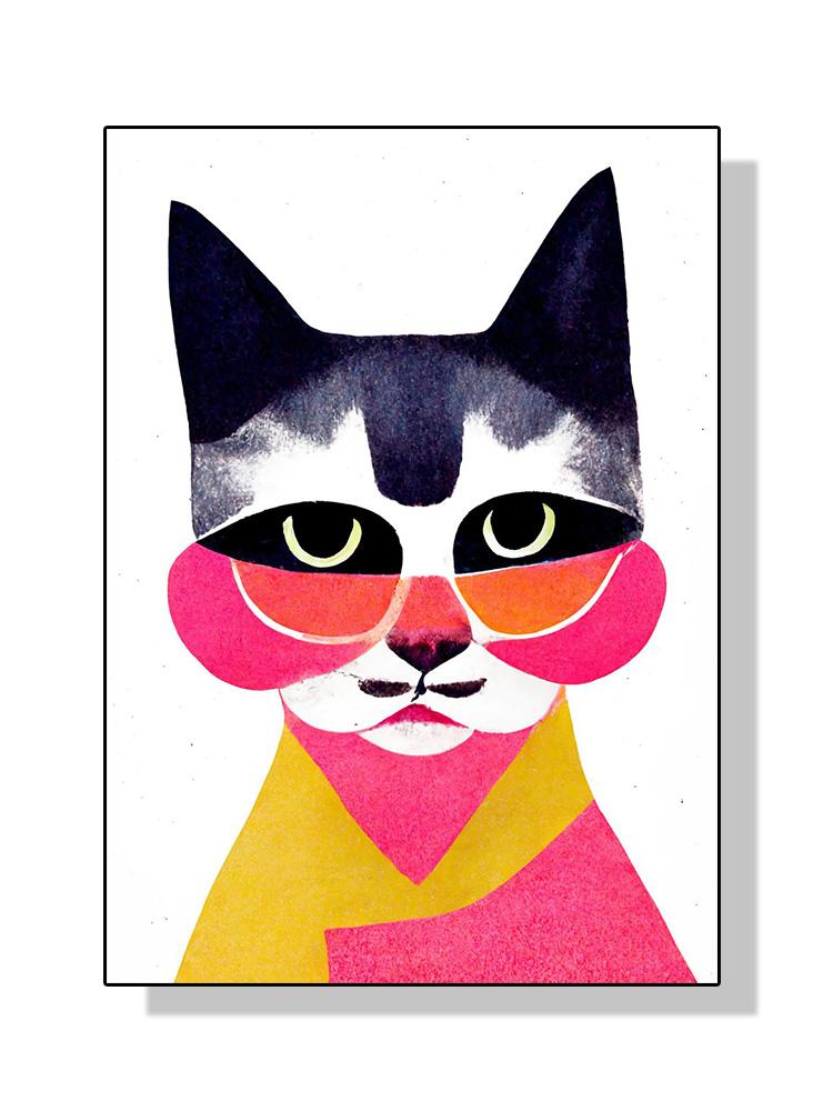 Retro Alien Cat Space Adventure UFO Poster Canvas Painting Abstract Animal Wall Art Picture For Living Room Home Decoration