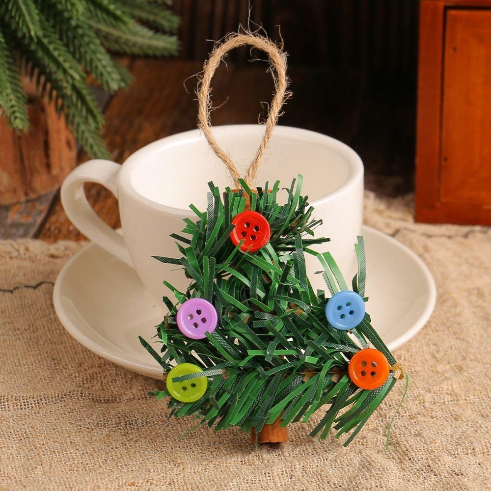 2 Pcs Buttons Mini Christmas Tree Accessories Christmas Tree Pendant Christmas Decoration Gift