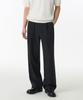 Crepe One-Pleat Wide Elastic Pants [Black]