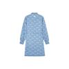 MLB New York Yankees Classic Monochrome Jacquard Denim Long Sleeve Dress Women Dress Blue 3FDDM0141-50BLL