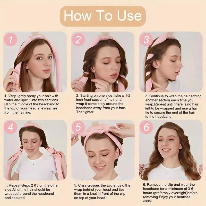 Heatless curling iron hair tie streamer coiler hairdressing big wave sleep gift box set