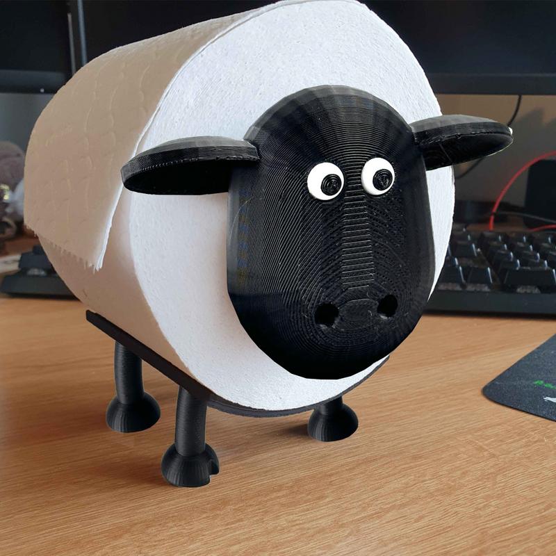 Black Sheep Shape Toilet Roll Holder Resin Animal Roll Paper Rack Stackable for Home Bathroom Vanity Night Stands