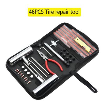 Kit di riparazione pneumatici di emergenza 46 pezzi Strumento per riparazione pneumatici auto Kit riparazione pneumatici Auto Bicicletta Riparazione foratura Tappo Garage Accessori auto