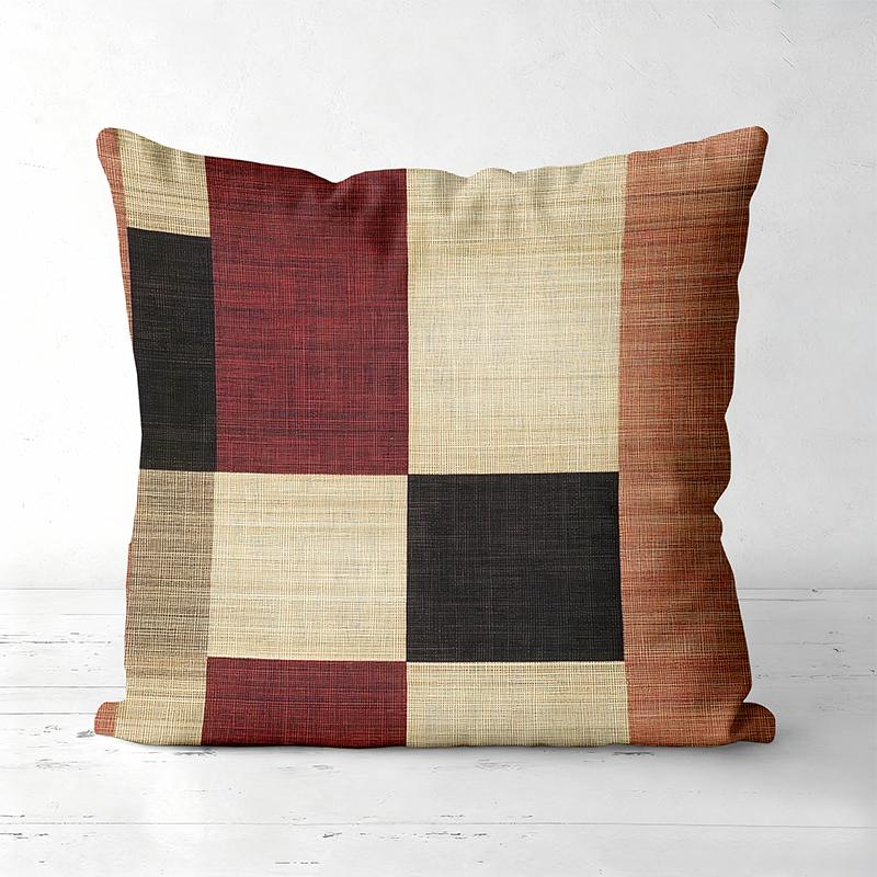 Multicolored Checkered Cotton Linen Sofa Cushions Polyester pillowcase, sofa decorative cushion cov Headboard Pillow