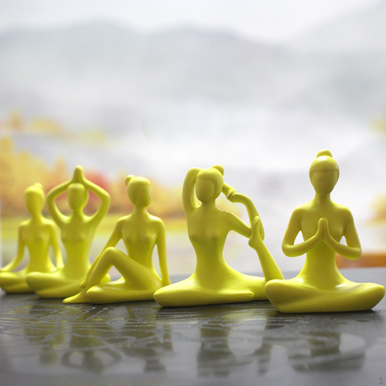 

5Pieces Statue Pose Girl Sculptures Women Meditating Figurine Decoration Ornament Decor