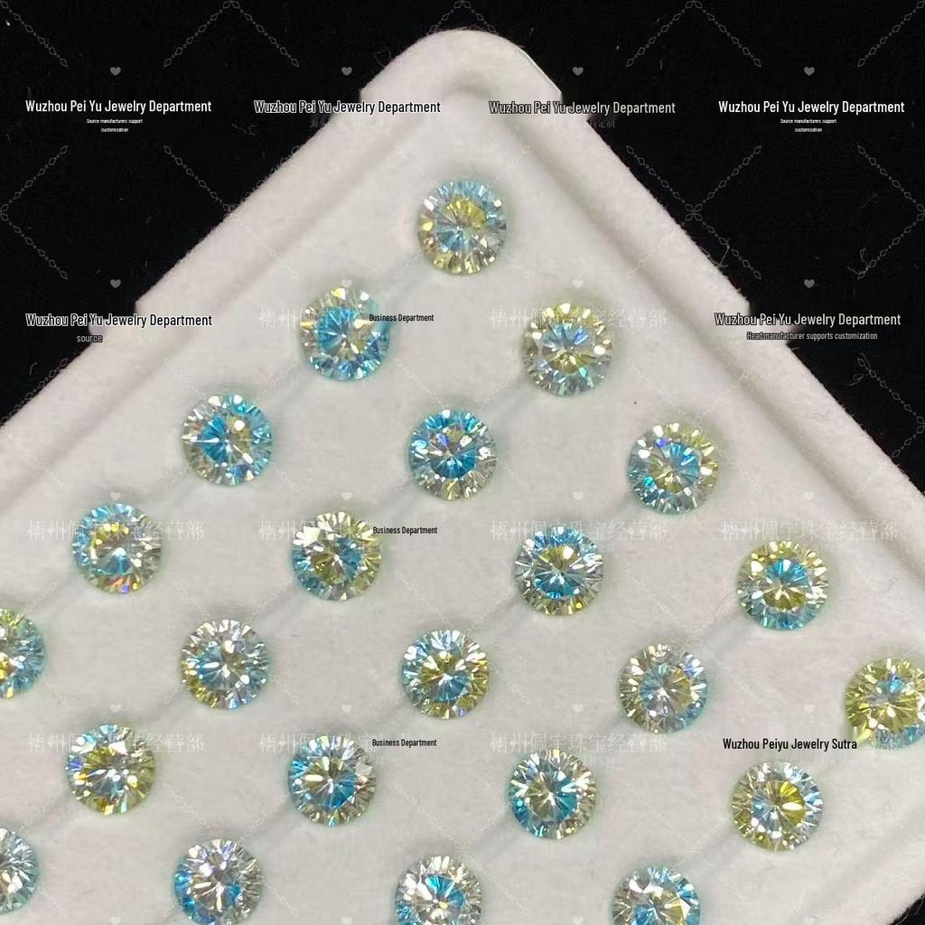 6/8mm Round Gradient Zircon Earrings: Sparkly DIY Nail Art Jewelry with Eight Hearts & Arrows Design