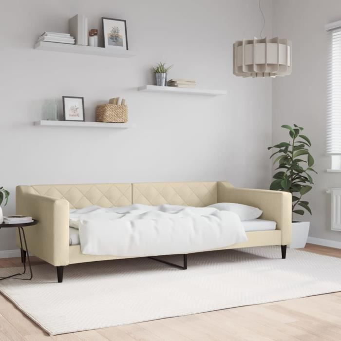 VidaXL Lit de repos crème 100x200 cm tissu 354170