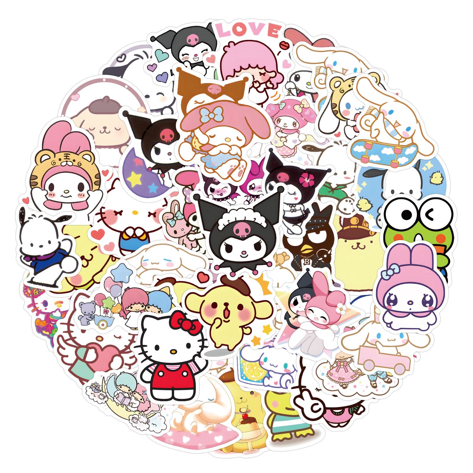 100 Sanrio Cartoon Graffiti Stickers for Notebooks, Skateboards, Luggage