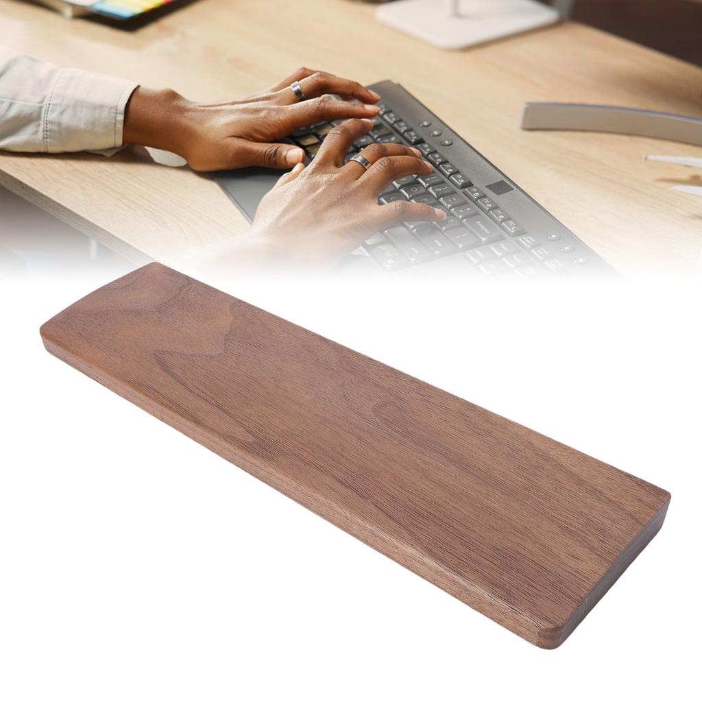 Keyboard Wrist Rest 30cm Ergonomic Walnut Wood 60 Percent Keyboard Wrist Support for Programmer Text Worker