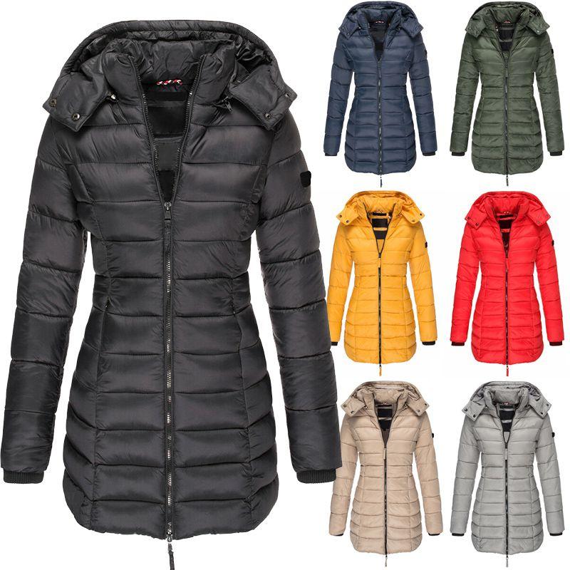 Womens Warm Winter Collar Hooded Long Coat Zipper Jacket Outwear Parka