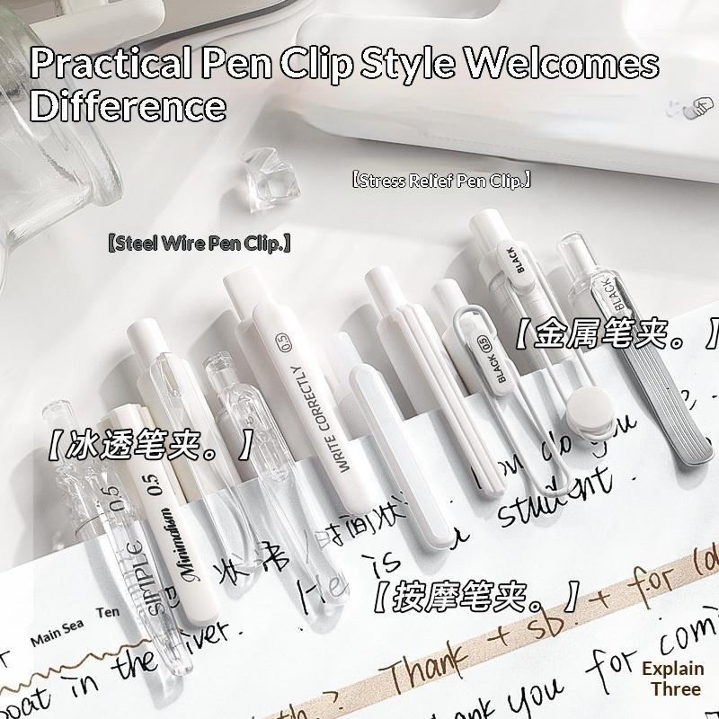 5Pcs Retractable Gel Pen Korean Fashion Simplicity Transparent Writing Pen Quick Drying St/Cs Tip 0.5Mm Black Ink Scrapbook Pen