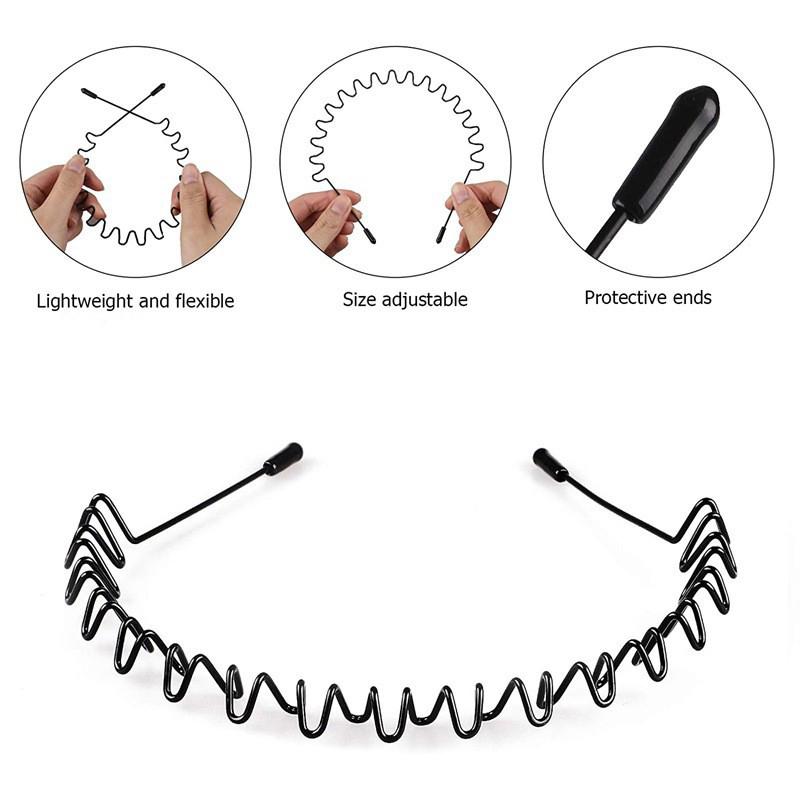 Diadema Metálica Ondulada de Resorte Unisex Sin Deslizamiento Diademas para Deportes al Aire Libre Diadema Simple para Mujeres Hombres Adorno para Lavarse la Cara