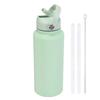 1L Stainless Steel Vacuum Insulated Water Bottle With Handle Straw Lid Outdoor Sports Travel