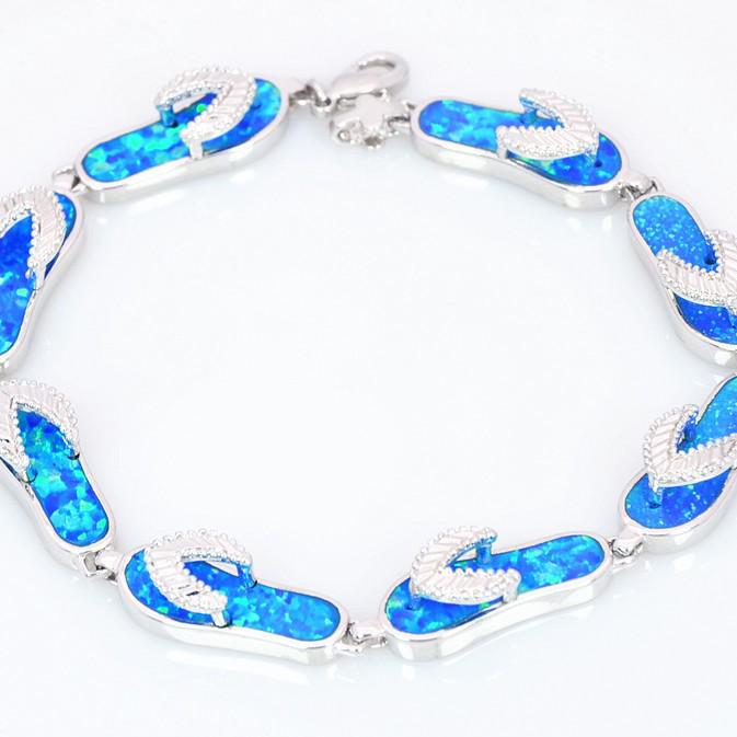 Summer Hawaiian Opal Necklace & Bracelet Set - Fashion Colored Gem Jewelry