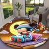1pc Office Carpet, Stitch Beach Pastel Floral Sunset Chair Rug, Living Room Printed Round Rug, Home Chair Floor Mat