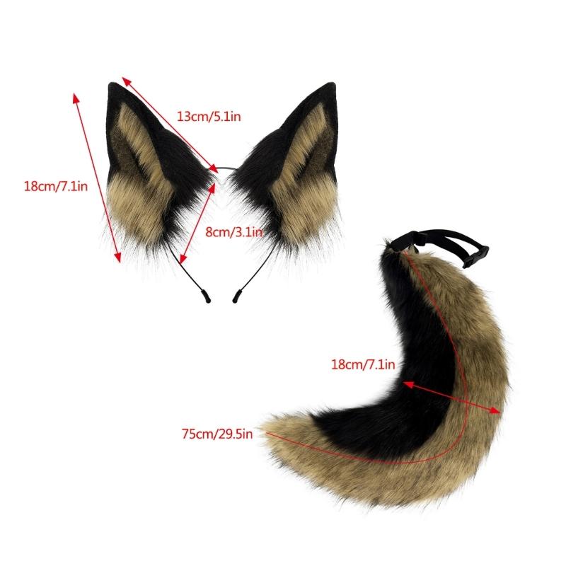 Wolf Dog Dress up Costume Halloween Animal Costume Animal Ears Headband, Animal Tail, for Girl Cosplay Halloween Party