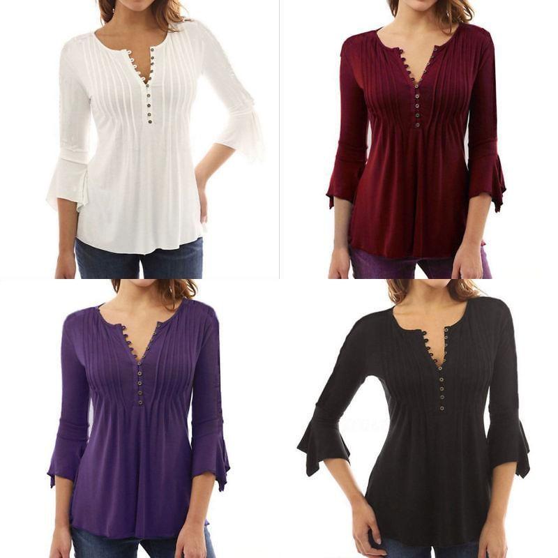 Fashion Women Slim Fit Long Sleeve Blouse Shirt Casual Cotton T-shirt For Effortless Style