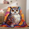 Colorful Animal Owl Pattern Flannel Printed Blanket Suitable for All Seasons Suitable for Living Room Office Sofa and Travel