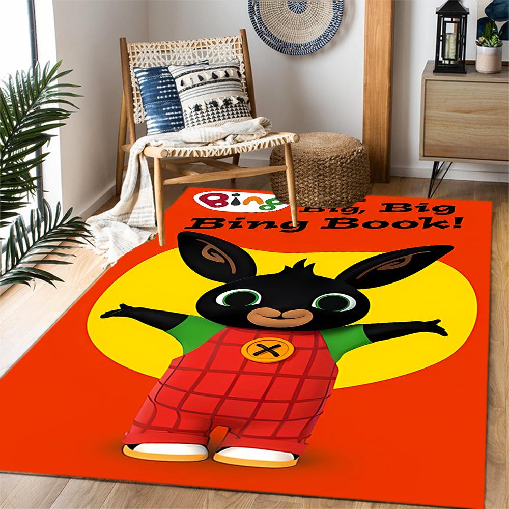 Bing's Colorful Adventure Themed Anti-Slip Rugs - Polyester Home Decor, Suitable for Bedrooms, Living Rooms, Doorways, Studios, and Decorations
