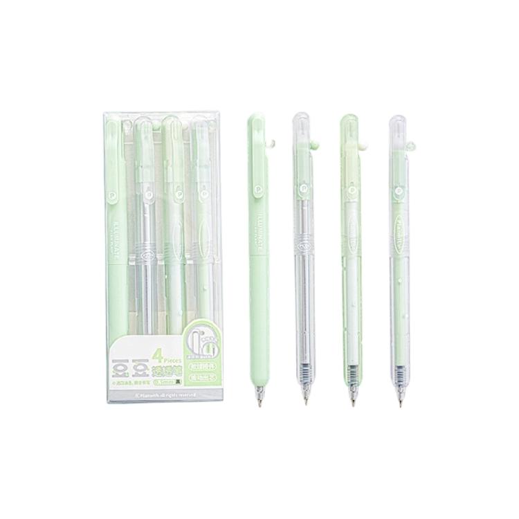 

4Pcs Plastic Retractable Gel Pen 0.5MM Fine Point Gel Inks Pen Quick Dry Black Inks for Daily Journaling Note Taking зелёный