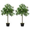 Artificial Bay Laurel Topiary Trees w/ Pot Fake, Set Of 2 90cm/3FT Indoor Greenery Plant Home Office Garden Decor Green