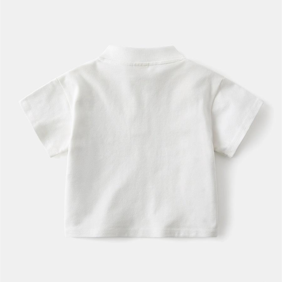 2026 Boys' Stand Collar Short Sleeve Polo Shirt - Versatile, Handsome Korean Style Solid Color T-shirt for Summer