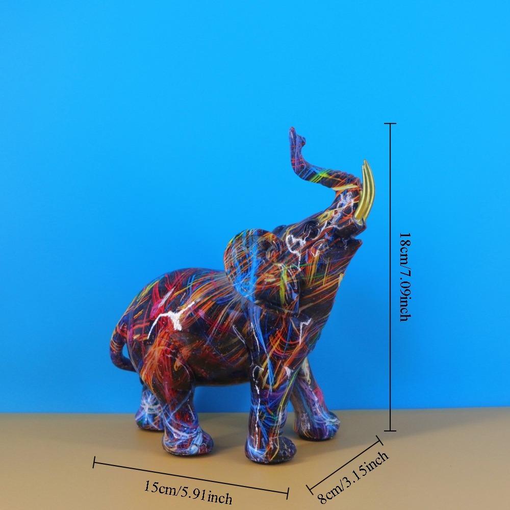 Kreativ Färg Linje Graffiti Elefant Staty Europeisk Graffiti Konst Djur Skulptur Personlig Hem Skrivbordsdekoration Prydnader