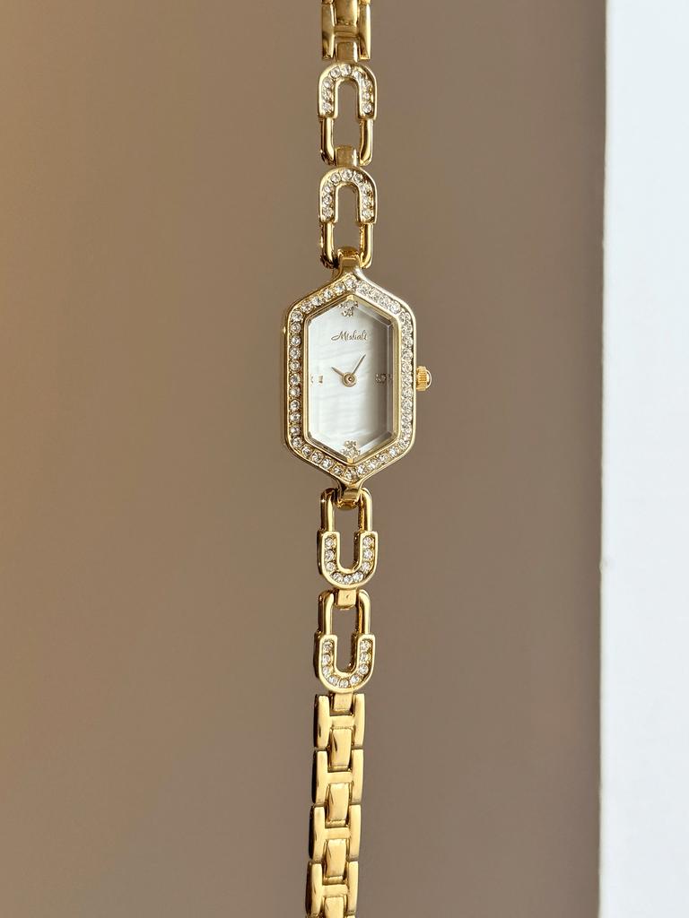 Luxury Women Watch Hexagonal Dial U-shaped Link Bracelet Wristwatch Quartz Elegant Vintage Ladies Dress Watches Party Gift