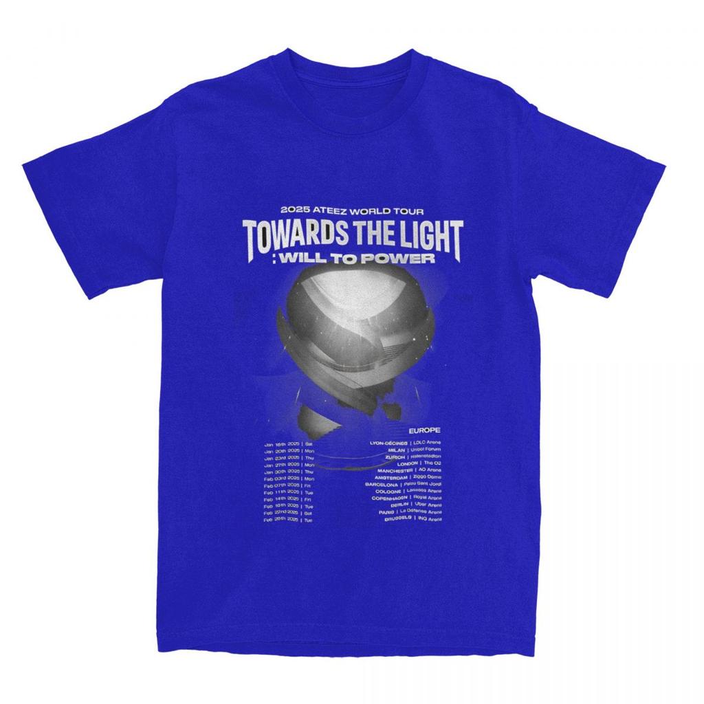 Korean Kpop 2025 Ateez World Tour Towards The Light: Will To Power T Shirts Short Sleeve 100% Cotton Crew Neck 5XL 6XL Top Tees