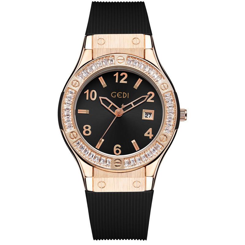 Minimalistische Silikonuhr für Damen mit Kalenderfunktion, wasserdichtes Quarzwerk