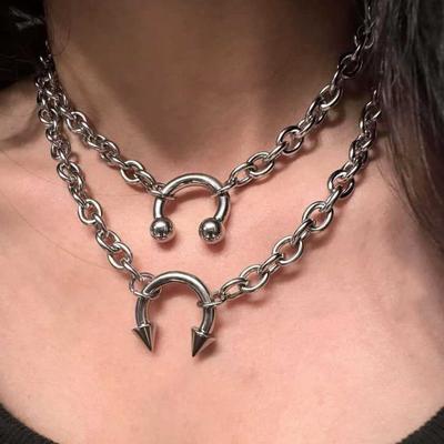 Women's Stainless Steel Nose Clip Necklace - Sexy Geometric Clavicle Chain Choker - Nightclub Jewelry