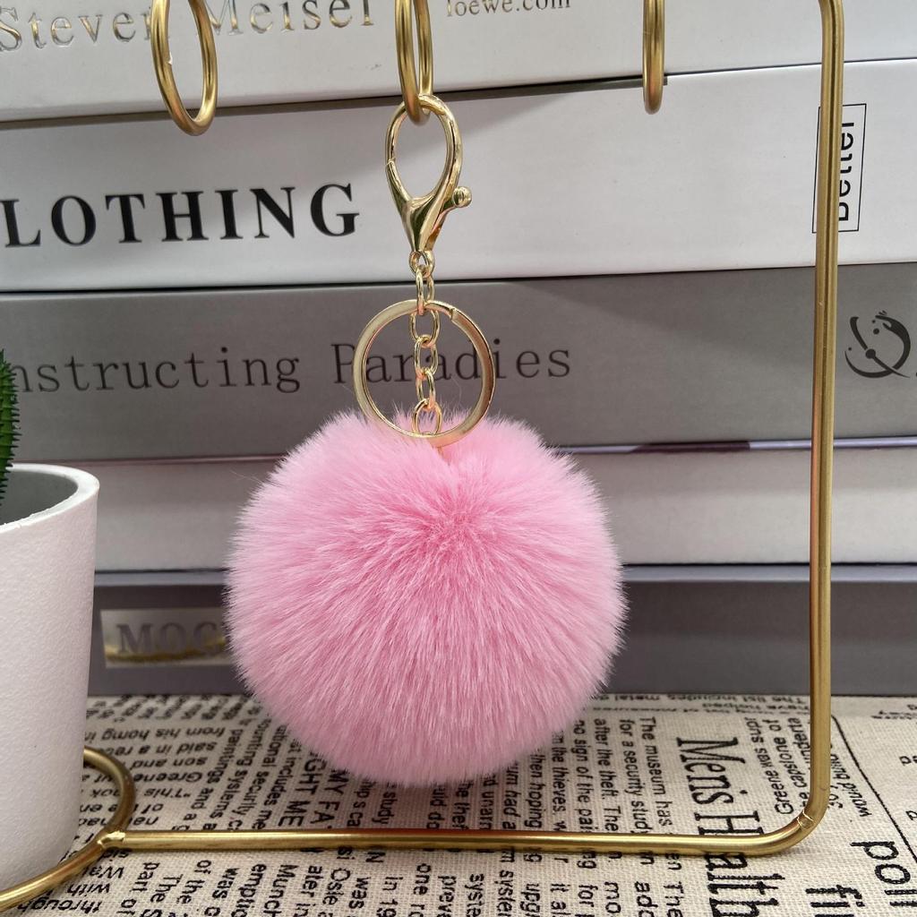 Fluffy Rabbit Fur Owl Pom Pom Ball Keychain Keyring Car Key Ring Chain Holder Charm Women Bag Accessory