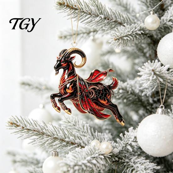 Lightweight Acrylic Hanging Pendants Galloping Goat Ornament, 2D Flat Pendant, New Year Festive Pendant Decorations Decoration for Christmas