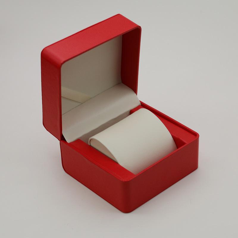 Rounded Corner PU Leather Single Watch Storage Box with Threaded Flip Cover