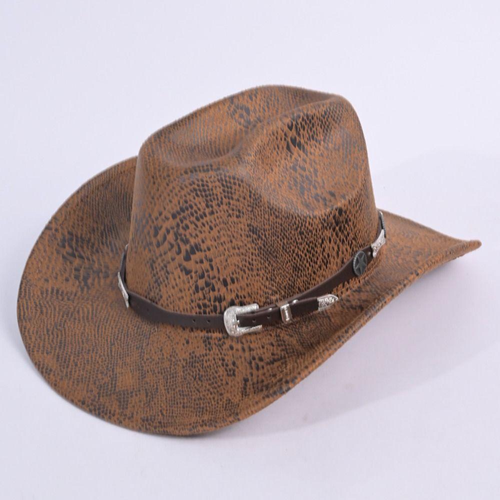 Serpentine Western Cowboy Hat Ethnic Style Visor Caps Vintage Cowgirl Jazz Hat  Sun Protection