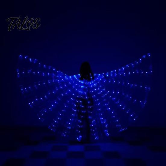 Flexible Polyester Glowing Wings LED Light Up Belly Dance for Adults Kids, Halloween Costume Performance Props Immersive Visual Equipment with