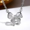 Huitan Aesthetic Bowknot Shaped Pendant Necklace for Women Full Shining CZ Fresh Style Party Wedding Accessories Jewelry GiftGood Product