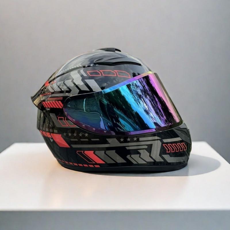 New Locomotive Motorcycle Men's and Women's 3c Full Helmet Motorcycle Personalized Handsome Safety Helmet Winter Windshield Helmet