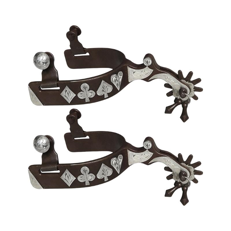 Western Horse Horsemanship Spurs Solid Metal Antique Styles Spurs Decorative German Silver Plated Bronze Spurs