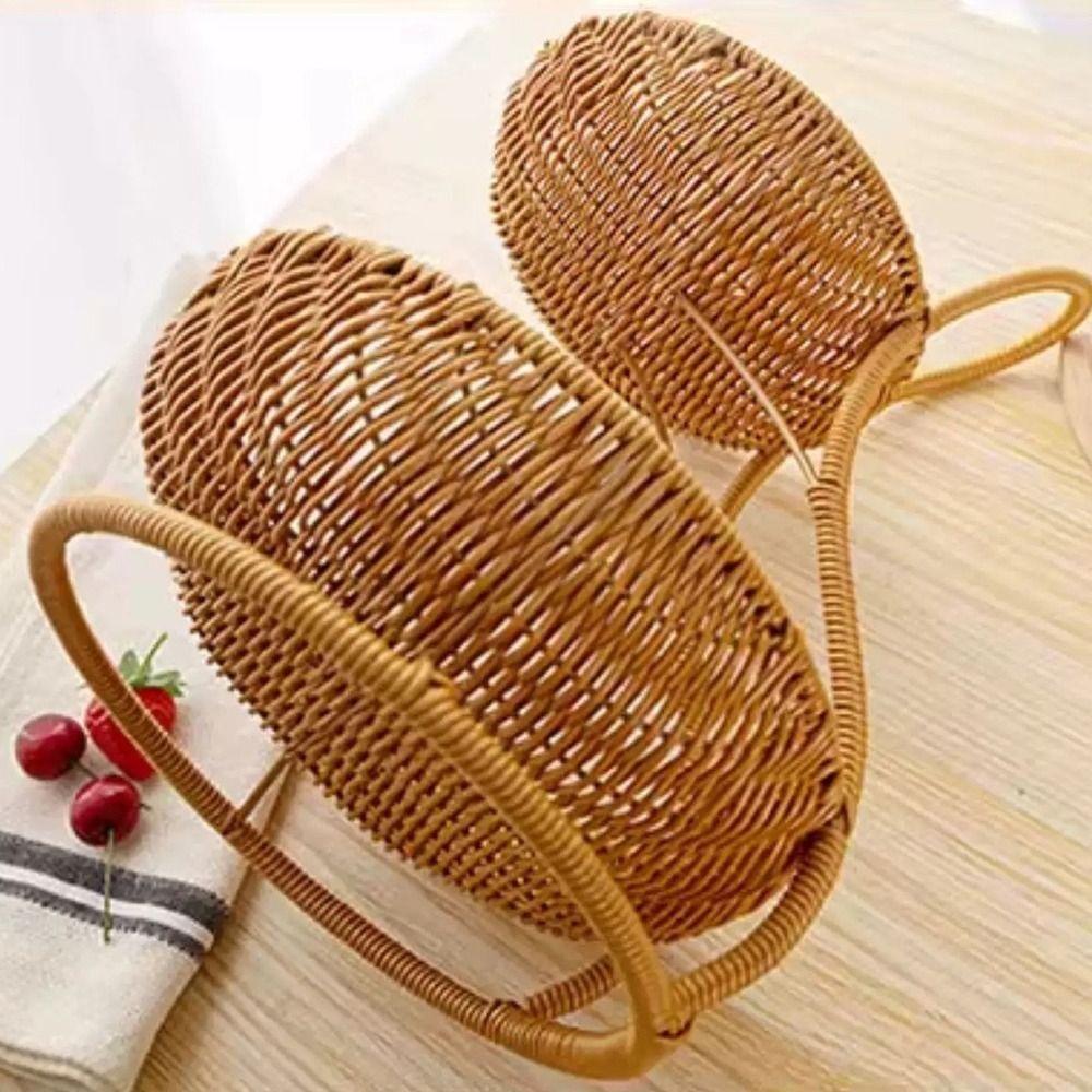 2/3 Layers Food Basket Imitation Rattan Weaving Decorative Standing Tray Serving Tray  Home Kitchen