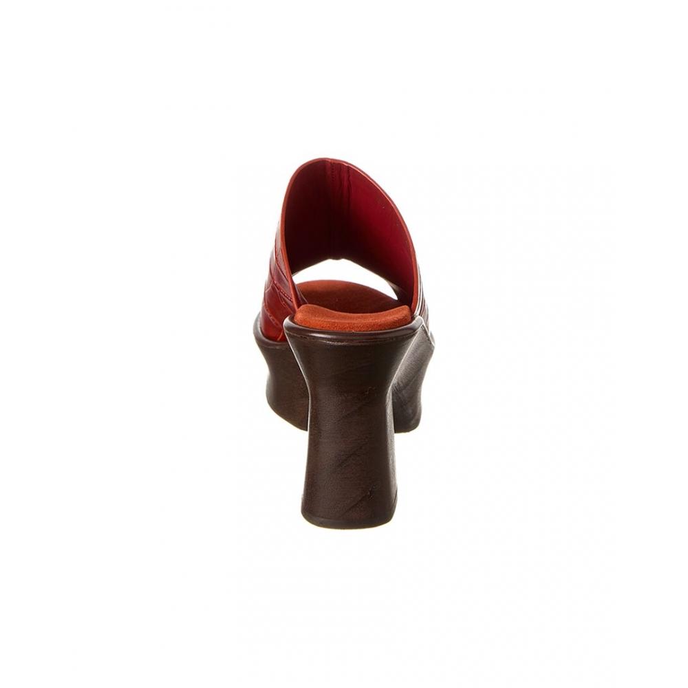 Salvatore Ferragamo Ferragamo Samanta Croc Embossed Leather Platform Sandal Red