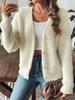 Cappotti di Lana da Donna Autunno Inverno Bottoni di Perla Maglione Lavorato a Maglia Cardigan Casual Versatile