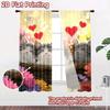 2D flat printing 2pcs Curtains Cute Cats Hearts Flowers Digital Printed Polyester Drapes Seasonal Party & Holiday Decor Use for