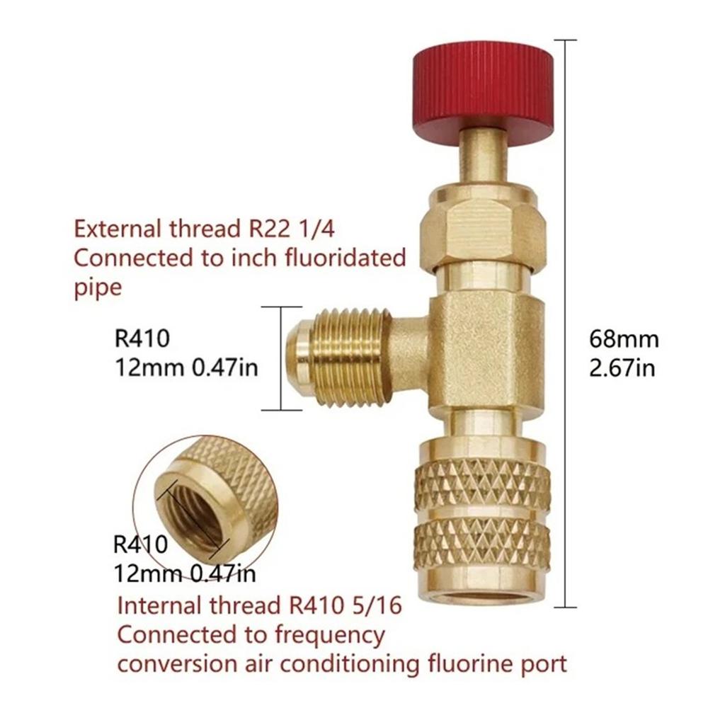 1 buc Adaptor pentru aer condiționat de încărcare pentru refrigerare pentru R410A R22 1/4 "furtun pentru supapă de lichid de siguranță pentru lichid R22, adaptor de cupru de mână